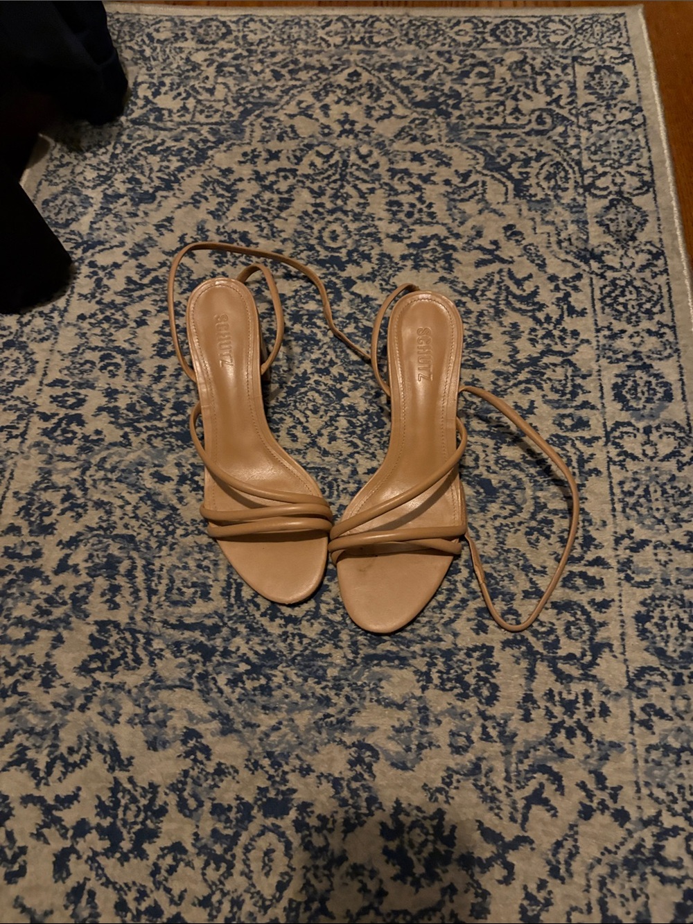 SCHUTZ Tan Strappy Wrap-Heel Sandals - Picture 1 of 3